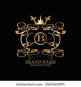 creative  initial  latter b logo design with modern business vector template.  creative isolated b monogram logo design with new latter logo golden color and black background . design of elements 