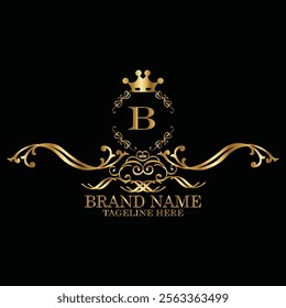 creative  initial  latter b logo design with modern business vector template.  creative isolated b monogram logo design with new latter logo golden color and black background . design of elements 