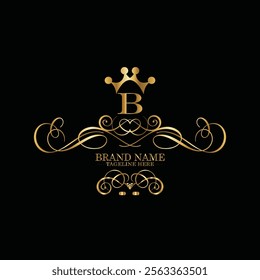 creative  initial  latter b logo design with modern business vector template.  creative isolated b monogram logo design with new latter logo golden color and black background . design of elements 