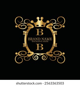 creative  initial  latter b logo design with modern business vector template.  creative isolated b monogram logo design with new latter logo golden color and black background . design of elements 