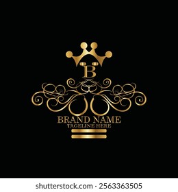 creative  initial  latter b logo design with modern business vector template.  creative isolated b monogram logo design with new latter logo golden color and black background . design of elements 