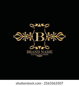 creative  initial  latter b logo design with modern business vector template.  creative isolated b monogram logo design with new latter logo golden color and black background . design of elements 