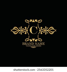 creative  initial  latter c logo design with modern business vector template.  creative isolated c monogram logo design with new latter logo golden color and black background . design of elements 