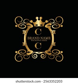 creative  initial  latter c logo design with modern business vector template.  creative isolated c monogram logo design with new latter logo golden color and black background . design of elements 