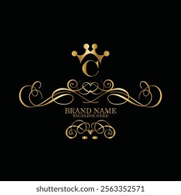 creative  initial  latter c logo design with modern business vector template.  creative isolated c monogram logo design with new latter logo golden color and black background . design of elements 