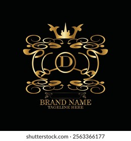 creative  initial  latter d logo design with modern business vector template.  creative isolated d monogram logo design with new latter logo golden color and black background . design of elements 