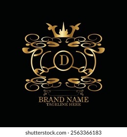 creative  initial  latter d logo design with modern business vector template.  creative isolated d monogram logo design with new latter logo golden color and black background . design of elements 