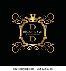 creative  initial  latter d logo design with modern business vector template.  creative isolated d monogram logo design with new latter logo golden color and black background . design of elements 