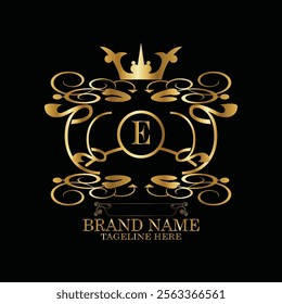 creative  initial  latter e logo design with modern business vector template.  creative isolated e monogram logo design with new latter logo golden color and black background . design of elements 