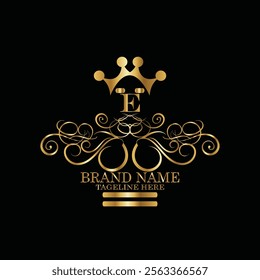 creative  initial  latter e logo design with modern business vector template.  creative isolated e monogram logo design with new latter logo golden color and black background . design of elements 