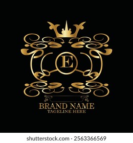 creative  initial  latter e logo design with modern business vector template.  creative isolated e monogram logo design with new latter logo golden color and black background . design of elements 