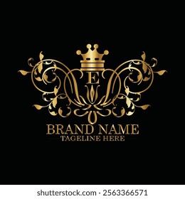 creative  initial  latter e logo design with modern business vector template.  creative isolated e monogram logo design with new latter logo golden color and black background . design of elements 