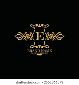 creative  initial  latter e logo design with modern business vector template.  creative isolated e monogram logo design with new latter logo golden color and black background . design of elements 