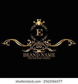 creative  initial  latter e logo design with modern business vector template.  creative isolated e monogram logo design with new latter logo golden color and black background . design of elements 