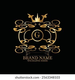 creative  initial  latter g logo design with modern business vector template.  creative isolated g monogram logo design with new latter logo golden color and black background . design of elements 