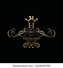 creative  initial  latter h logo design with modern business vector template.  creative isolated h monogram logo design with new latter logo golden color and black background . design of elements 