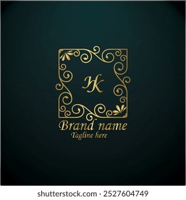 creative initial latter HK  logo design with modern business  vector template . creative isolated  HK monogram logo design with golden color