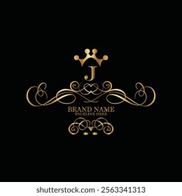 creative  initial  latter j logo design with modern business vector template.  creative isolated j monogram logo design with new latter logo golden color and black background . design of elements 