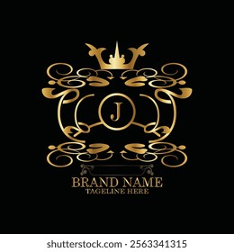 creative  initial  latter j logo design with modern business vector template.  creative isolated j monogram logo design with new latter logo golden color and black background . design of elements 