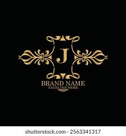 creative  initial  latter j logo design with modern business vector template.  creative isolated j monogram logo design with new latter logo golden color and black background . design of elements 