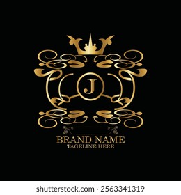 creative  initial  latter j logo design with modern business vector template.  creative isolated j monogram logo design with new latter logo golden color and black background . design of elements 