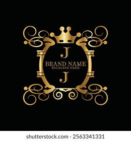 creative  initial  latter j logo design with modern business vector template.  creative isolated j monogram logo design with new latter logo golden color and black background . design of elements 