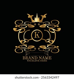 creative  initial  latter k logo design with modern business vector template.  creative isolated k monogram logo design with new latter logo golden color and black background . design of elements 