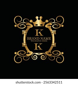 creative  initial  latter k logo design with modern business vector template.  creative isolated k monogram logo design with new latter logo golden color and black background . design of elements 