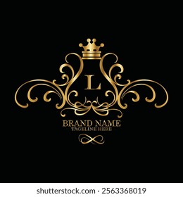 creative  initial  latter l logo design with modern business vector template.  creative isolated l monogram logo design with new latter logo golden color and black background . design of elements 