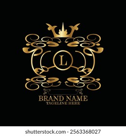 creative  initial  latter l logo design with modern business vector template.  creative isolated l monogram logo design with new latter logo golden color and black background . design of elements 