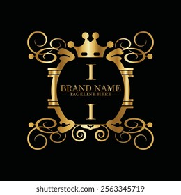 creative  initial  latter i logo design with modern business vector template.  creative isolated i monogram logo design with new latter logo golden color and black background . design of elements 