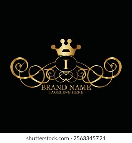 creative  initial  latter i logo design with modern business vector template.  creative isolated i monogram logo design with new latter logo golden color and black background . design of elements 