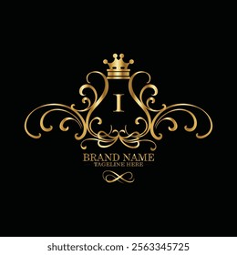 creative  initial  latter i logo design with modern business vector template.  creative isolated i monogram logo design with new latter logo golden color and black background . design of elements 