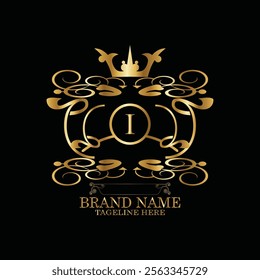 creative  initial  latter i logo design with modern business vector template.  creative isolated i monogram logo design with new latter logo golden color and black background . design of elements 