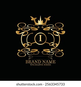 creative  initial  latter i logo design with modern business vector template.  creative isolated i monogram logo design with new latter logo golden color and black background . design of elements 