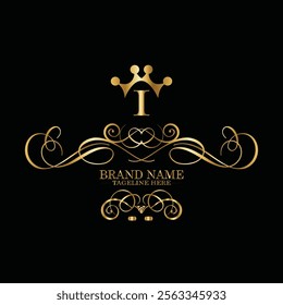 creative  initial  latter i logo design with modern business vector template.  creative isolated i monogram logo design with new latter logo golden color and black background . design of elements 