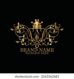 creative  initial  latter a logo design with modern business vector template.  creative isolated a monogram logo design with new latter logo golden color and black background . design of elements 