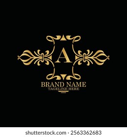 creative  initial  latter a logo design with modern business vector template.  creative isolated a monogram logo design with new latter logo golden color and black background . design of elements 
