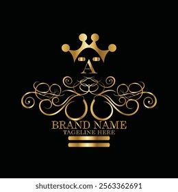 creative  initial  latter a logo design with modern business vector template.  creative isolated a monogram logo design with new latter logo golden color and black background . design of elements 