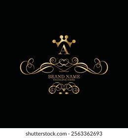 creative  initial  latter a logo design with modern business vector template.  creative isolated a monogram logo design with new latter logo golden color and black background . design of elements 