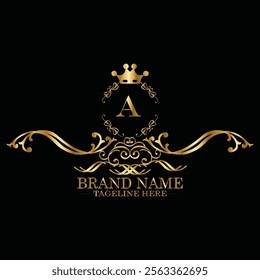 creative  initial  latter a logo design with modern business vector template.  creative isolated a monogram logo design with new latter logo golden color and black background . design of elements 