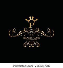 creative  initial  latter p logo design with modern business vector template.  creative isolated p monogram logo design with new latter logo golden color and black background . design of elements 