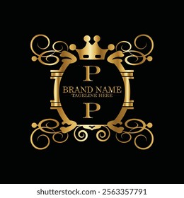 creative  initial  latter p logo design with modern business vector template.  creative isolated p monogram logo design with new latter logo golden color and black background . design of elements 