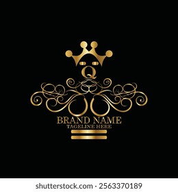 creative  initial  latter q logo design with modern business vector template.  creative isolated q monogram logo design with new latter logo golden color and black background . design of elements 