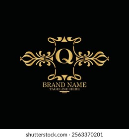 creative  initial  latter q logo design with modern business vector template.  creative isolated q monogram logo design with new latter logo golden color and black background . design of elements 