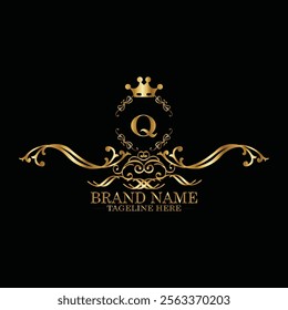 creative  initial  latter q logo design with modern business vector template.  creative isolated q monogram logo design with new latter logo golden color and black background . design of elements 