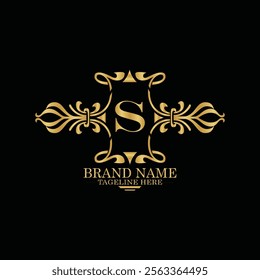 creative  initial  latter s logo design with modern business vector template.  creative isolated s monogram logo design with new latter logo golden color and black background . design of elements 