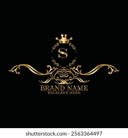 creative  initial  latter s logo design with modern business vector template.  creative isolated s monogram logo design with new latter logo golden color and black background . design of elements 