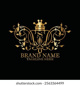 creative  initial  latter s logo design with modern business vector template.  creative isolated s monogram logo design with new latter logo golden color and black background . design of elements 