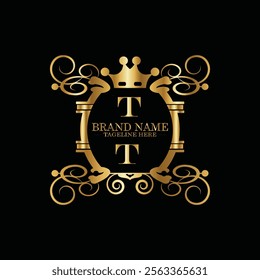 creative  initial  latter t logo design with modern business vector template.  creative isolated t monogram logo design with new latter logo golden color and black background . design of elements 